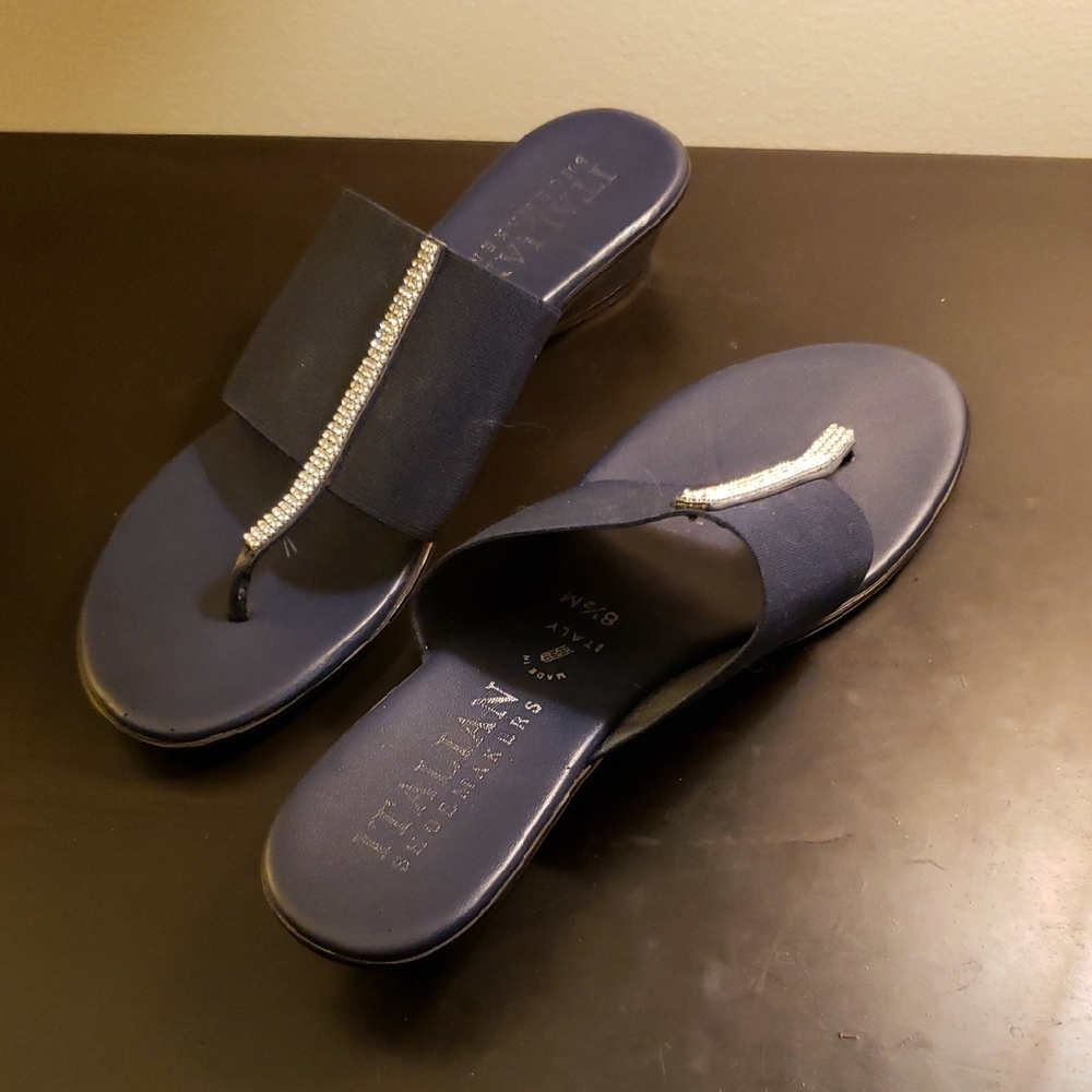 Italian Shoemakers Blue Sandals Elegant Comfort